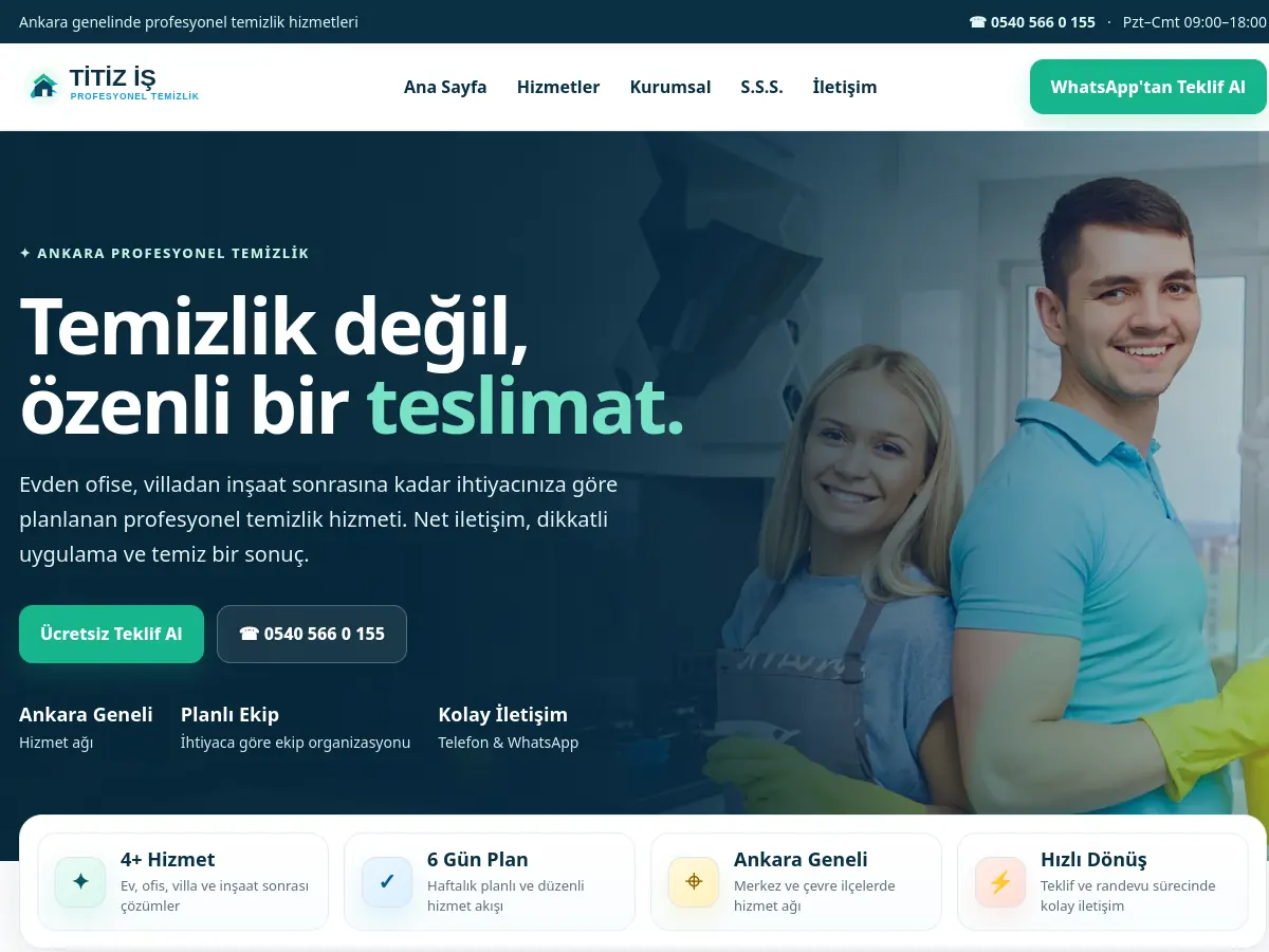Titiz İş site ekran görüntüsü